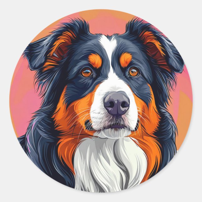 Australian Shepherd dog Classic Round Sticker (Front)