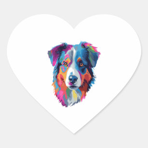 Australian Shepherd Dog Colourful 3 Heart Sticker