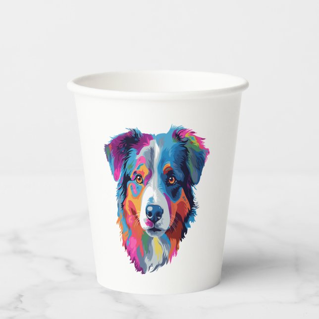 Australian Shepherd Dog Colourful 3 Paper Cups (Front)