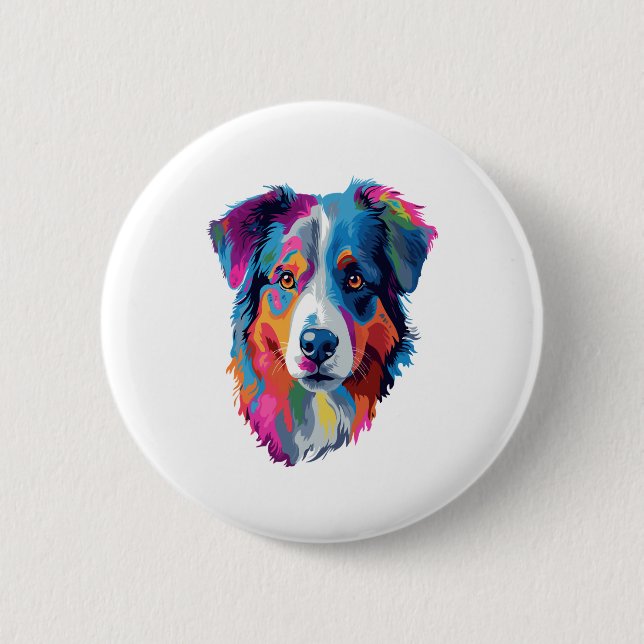 Australian Shepherd Dog Colourful  6 Cm Round Badge (Front)