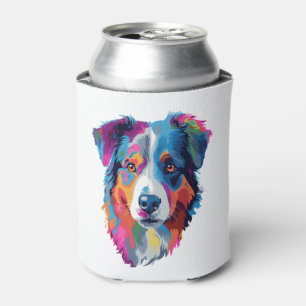 Australian Shepherd Dog Colourful  Can Cooler