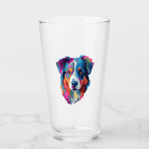 Australian Shepherd Dog Colourful Glass