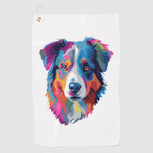 Australian Shepherd Dog Colourful Golf Towel