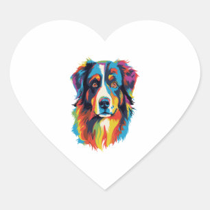 Australian Shepherd Dog Colourful Heart Sticker