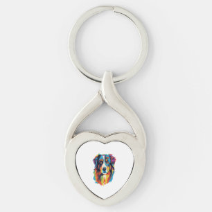 Australian Shepherd Dog Colourful Key Ring