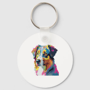 Australian Shepherd Dog Colourful  Key Ring