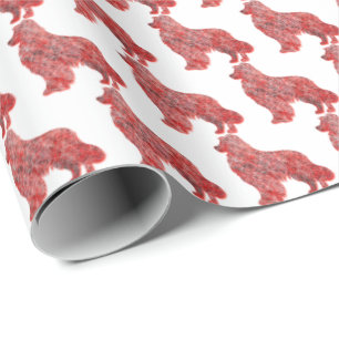 Australian Shepherd Dog Cute Silhouette White Wrapping Paper