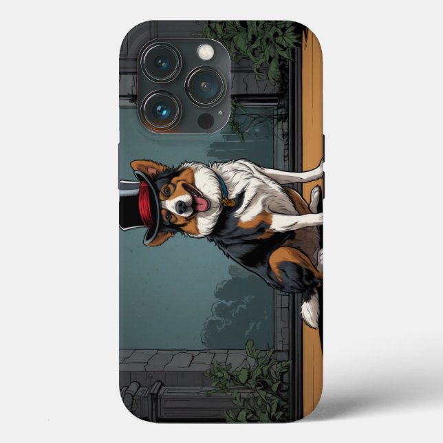 Australian Shepherd Dog Drawing on a Street Case-Mate iPhone Case (Back)