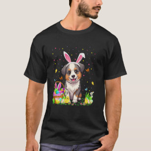 Australian Shepherd Dog Easter Egg Hunt Bunny Ear  T-Shirt