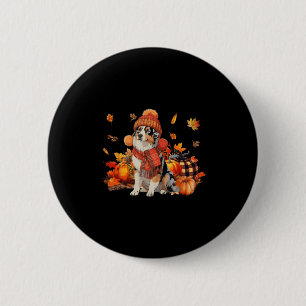 Australian Shepherd Dog Fall Scarf Leopard Pumpkin 6 Cm Round Badge