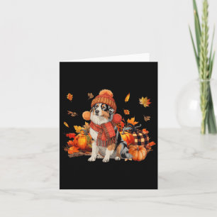 Australian Shepherd Dog Fall Scarf Leopard Pumpkin Card
