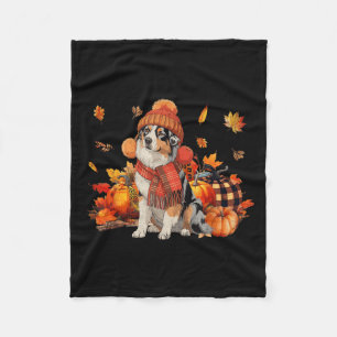 Australian Shepherd Dog Fall Scarf Leopard Pumpkin Fleece Blanket