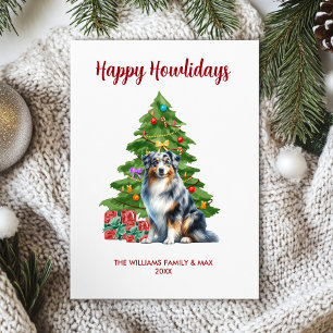 Australian Shepherd Dog Family Christmas Holiday Card