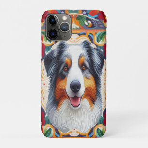 Australian Shepherd Dog Floral Colourful Border Case-Mate iPhone Case