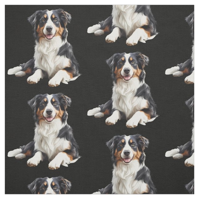 Australian Shepherd Dog Fun Animal Art Fabric (Swatch)