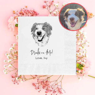 Australian Shepherd Dog Hand Drawing Personalised Napkin