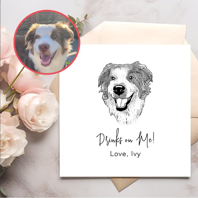 Australian Shepherd Dog Hand Drawing Personalised Napkin (Creator Uploaded)