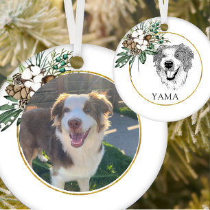 Australian Shepherd Dog Hand Drawing Personalized Ceramic Tree Decoration