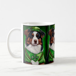 Australian Shepherd dog in St. Patrick's Day Dress Coffee Mug