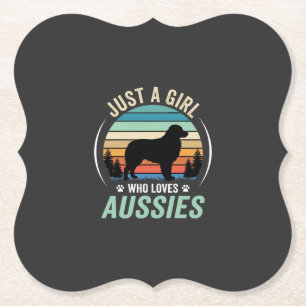 Australian Shepherd Dog Lover Retro Sunset Aussies Paper Coaster