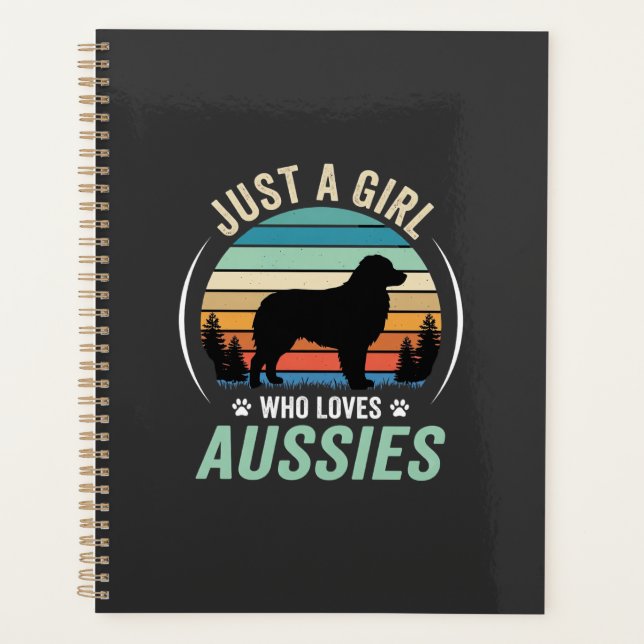 Australian Shepherd Dog Lover Retro Sunset Aussies Planner (Front)