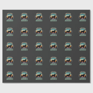 Australian Shepherd Dog Lover Retro Sunset Aussies Wrapping Paper