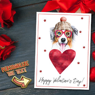 Australian Shepherd Dog Lover Valentine Gift Holiday Card