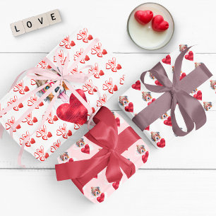 Australian Shepherd Dog Lover Valentines Gift Wrapping Paper Sheet
