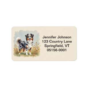 Australian Shepherd Dog Merle Long Tail Label