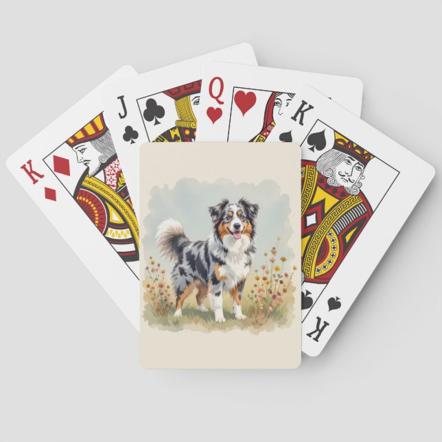 Australian Shepherd Dog Merle Long Tail Playing Cards (Back)