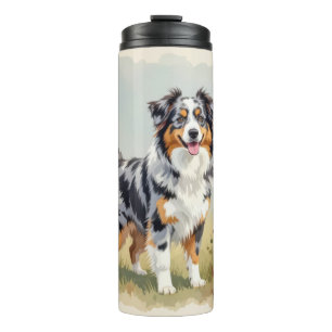 Australian Shepherd Dog Merle Long Tail Thermal Tumbler