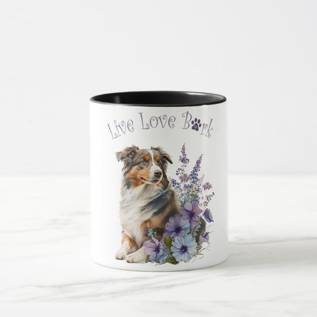 Australian Shepherd Dog Mum Floral Mug (Center)