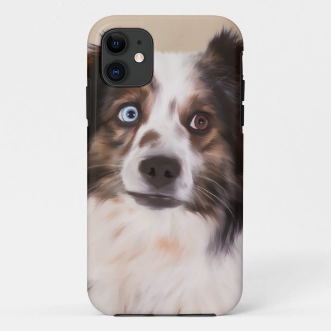 Australian Shepherd Dog Oil Painting Art Case-Mate iPhone Case (Back)