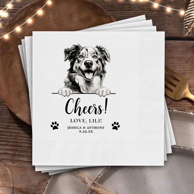 Australian Shepherd Dog Personalised Cheers Napkin (Creator Uploaded)