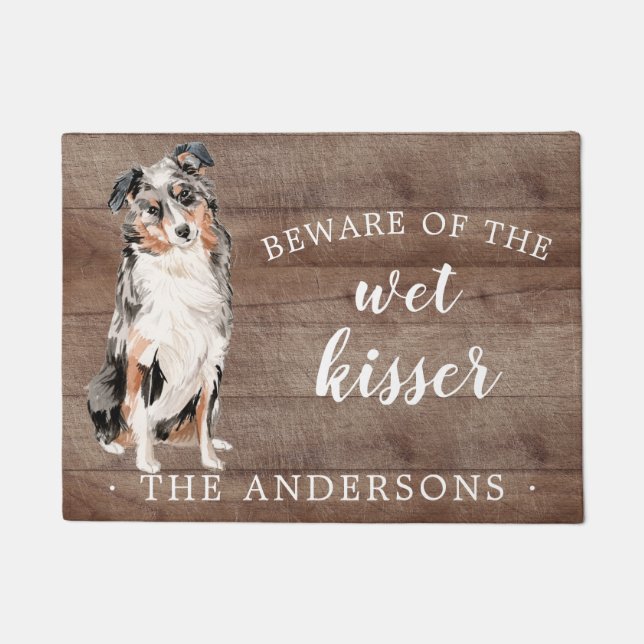 Australian Shepherd Dog Personalised Door Mat (Front)