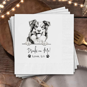 Australian Shepherd Dog Personalised Drinks On Me Napkin