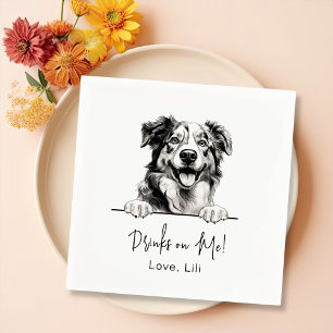 Australian Shepherd Dog Personalised Drinks On Me Napkin