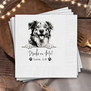 Australian Shepherd Dog Personalised Drinks On Me Napkin