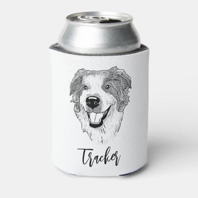 Australian Shepherd Dog Personalised Hand Drawing Can Cooler (Can Back)