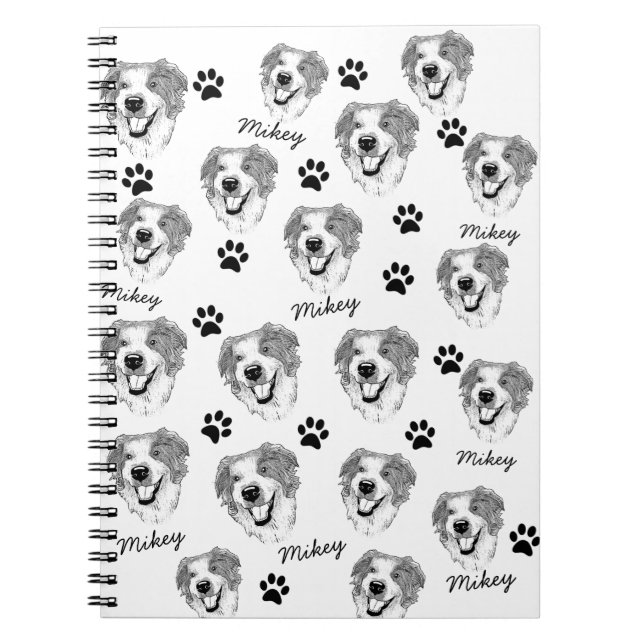 Australian Shepherd Dog Personalised Hand Drawing Notebook (Front)