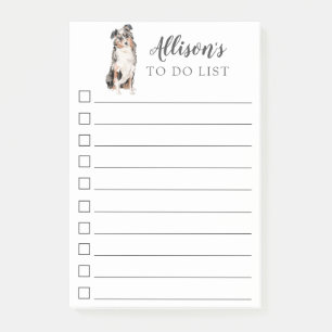 Australian Shepherd Dog Personalised To Do List Post-it Notes