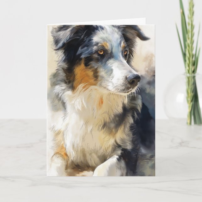 Australian shepherd dog portrait card (Front)