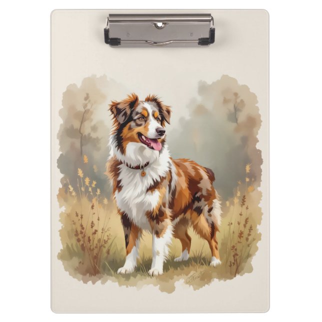 Australian Shepherd Dog Red Merle Aussie Clipboard (Front)