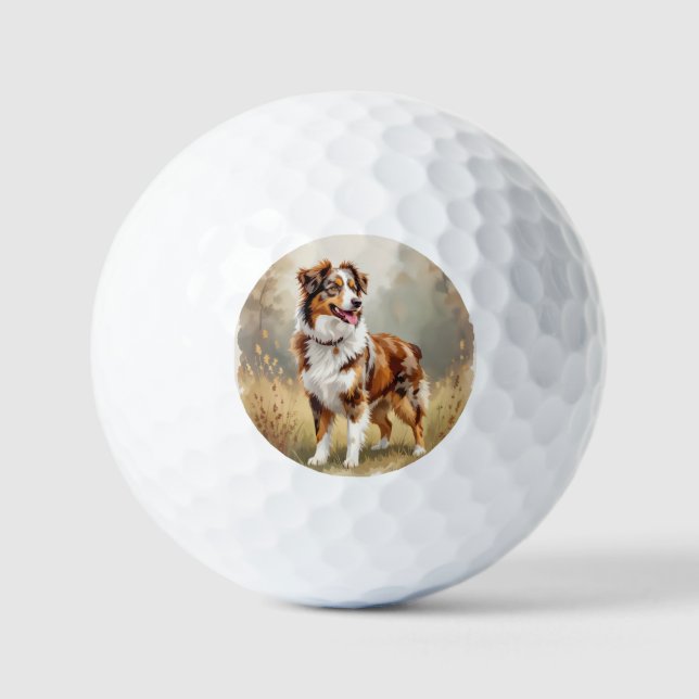 Australian Shepherd Dog Red Merle Aussie Golf Balls (Front)