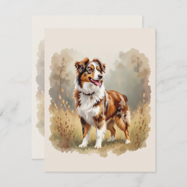 Australian Shepherd Dog Red Merle Aussie Invitation (Front/Back)
