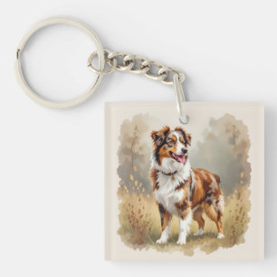 Australian Shepherd Dog Red Merle Aussie Key Ring
