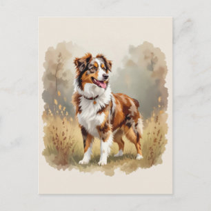 Australian Shepherd Dog Red Merle Aussie Postcard