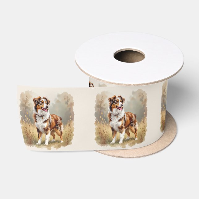 Australian Shepherd Dog Red Merle Aussie Satin Ribbon (Spool)