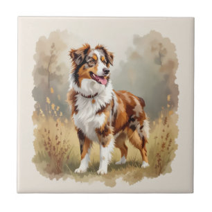 Australian Shepherd Dog Red Merle Aussie Tile