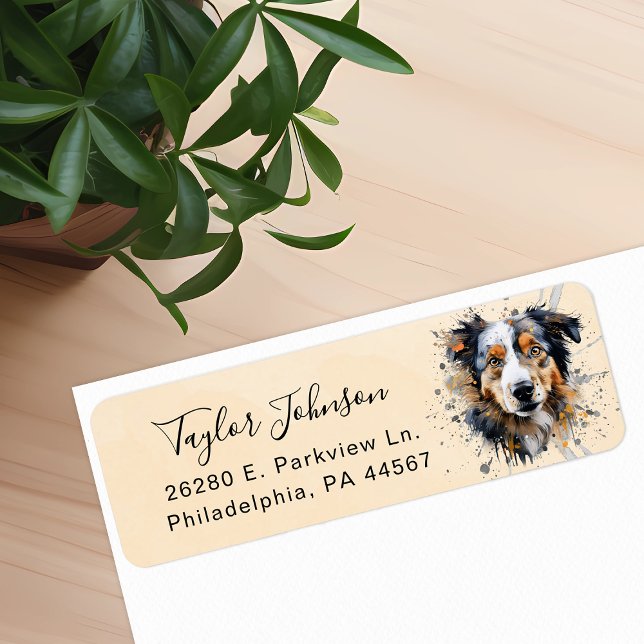 Australian Shepherd Dog Return Address (Creator Uploaded)